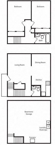 Floor plan for 2 beds, 1.5 baths, 1506 sqft